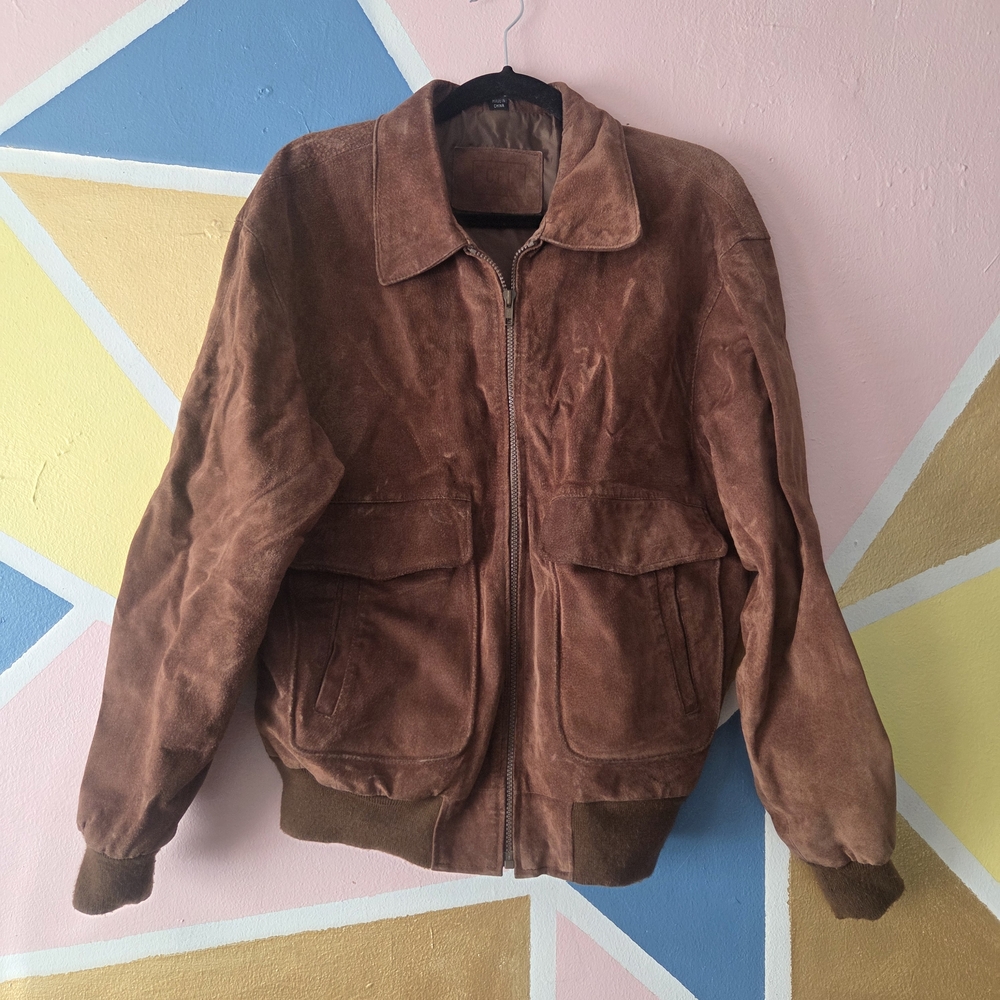 Brown Suede Bomber Jacket